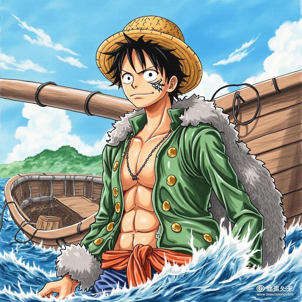 One Piece Character with Scar aboard Wrecked Ship