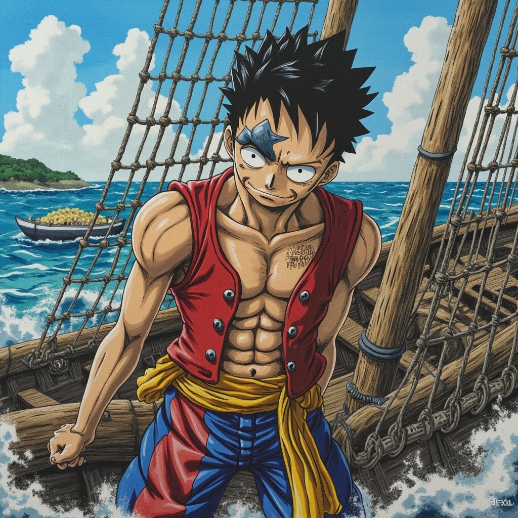 One Piece Character with Scar on Shipwrecked Vessel