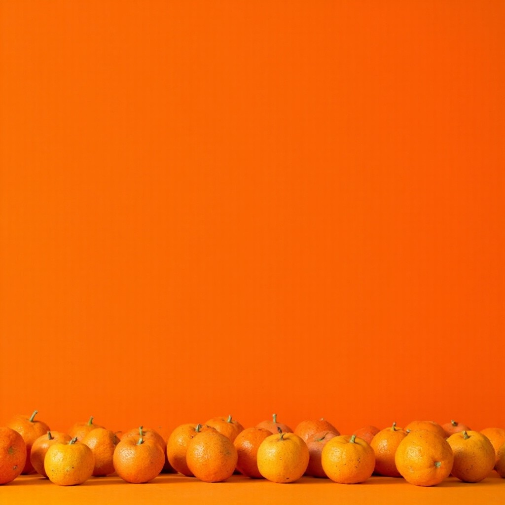 Oranges Displayed on an Orange Table and Wall