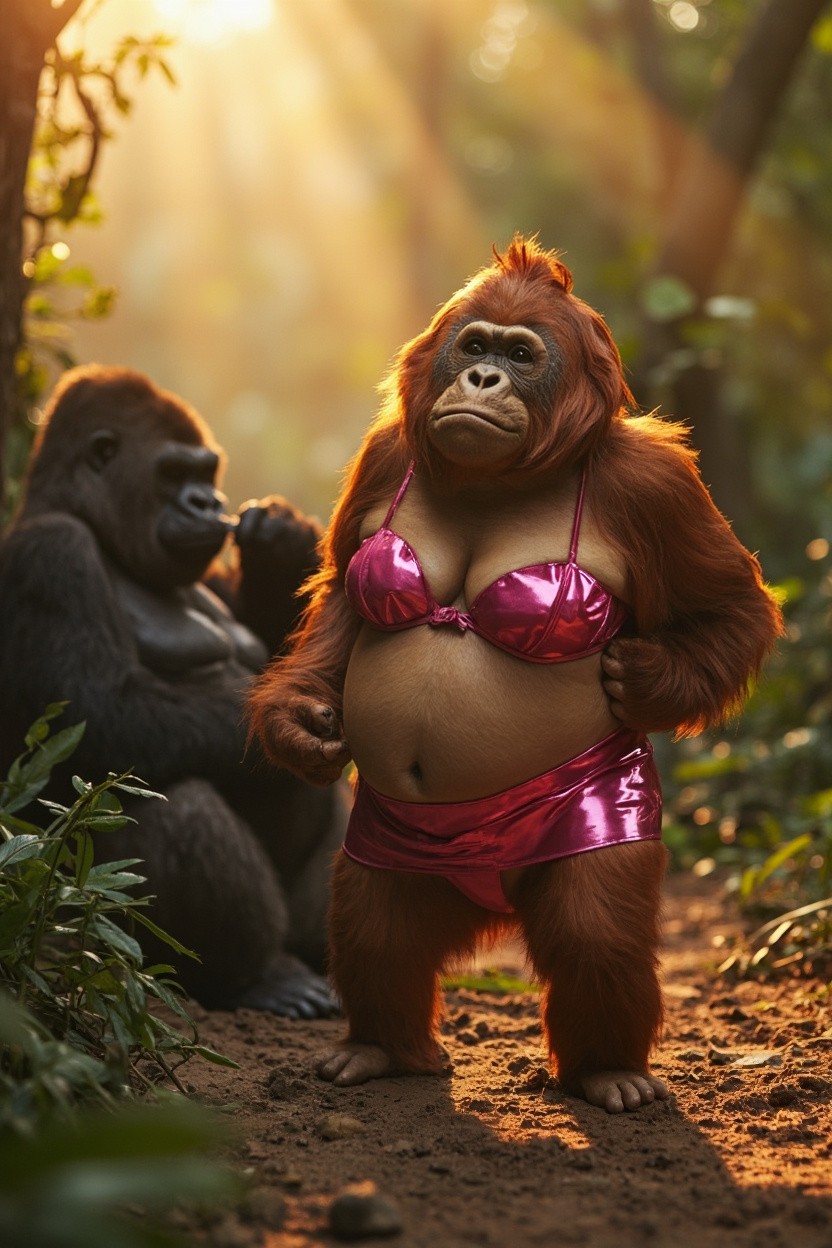 Orangutan Ready to Dance, Gorilla Oblivious