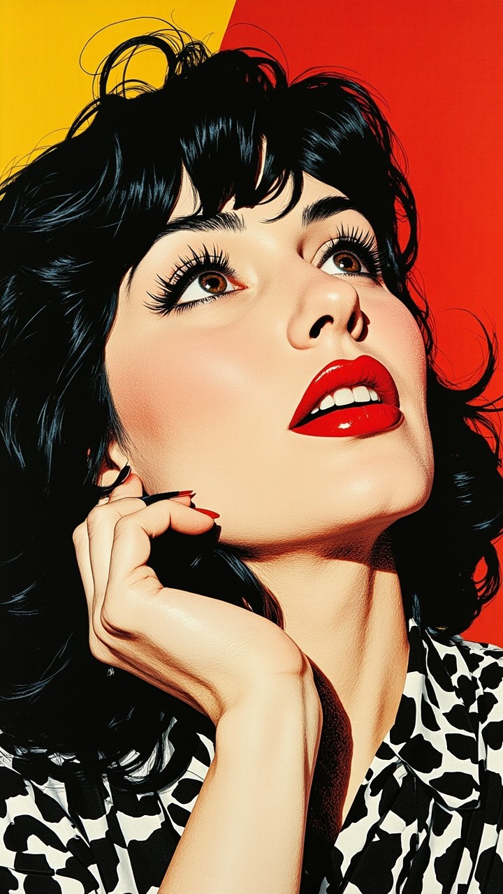 Ordinary Woman Contemplating in Pop Art Style