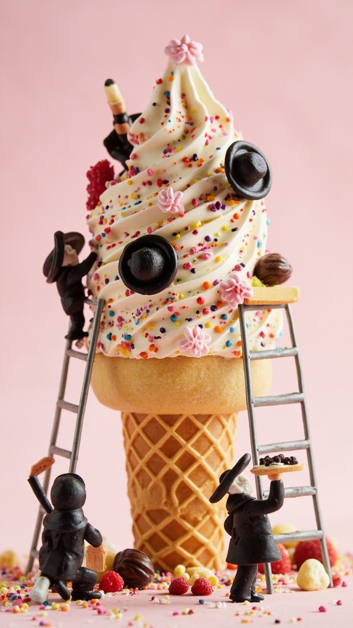 Orthodox Rabbis Sculpting a Giant Ice Cream