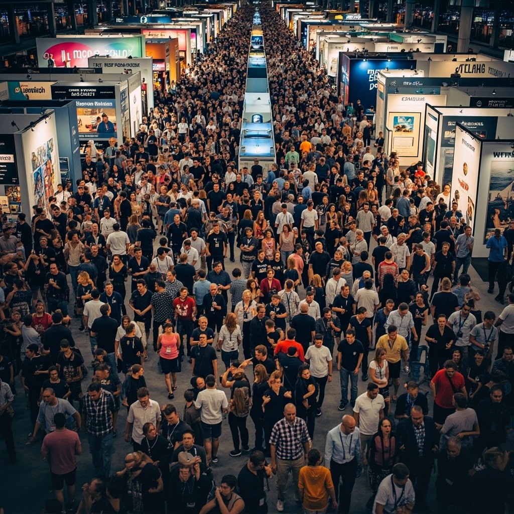 Overhead View of a Busy Exhibition