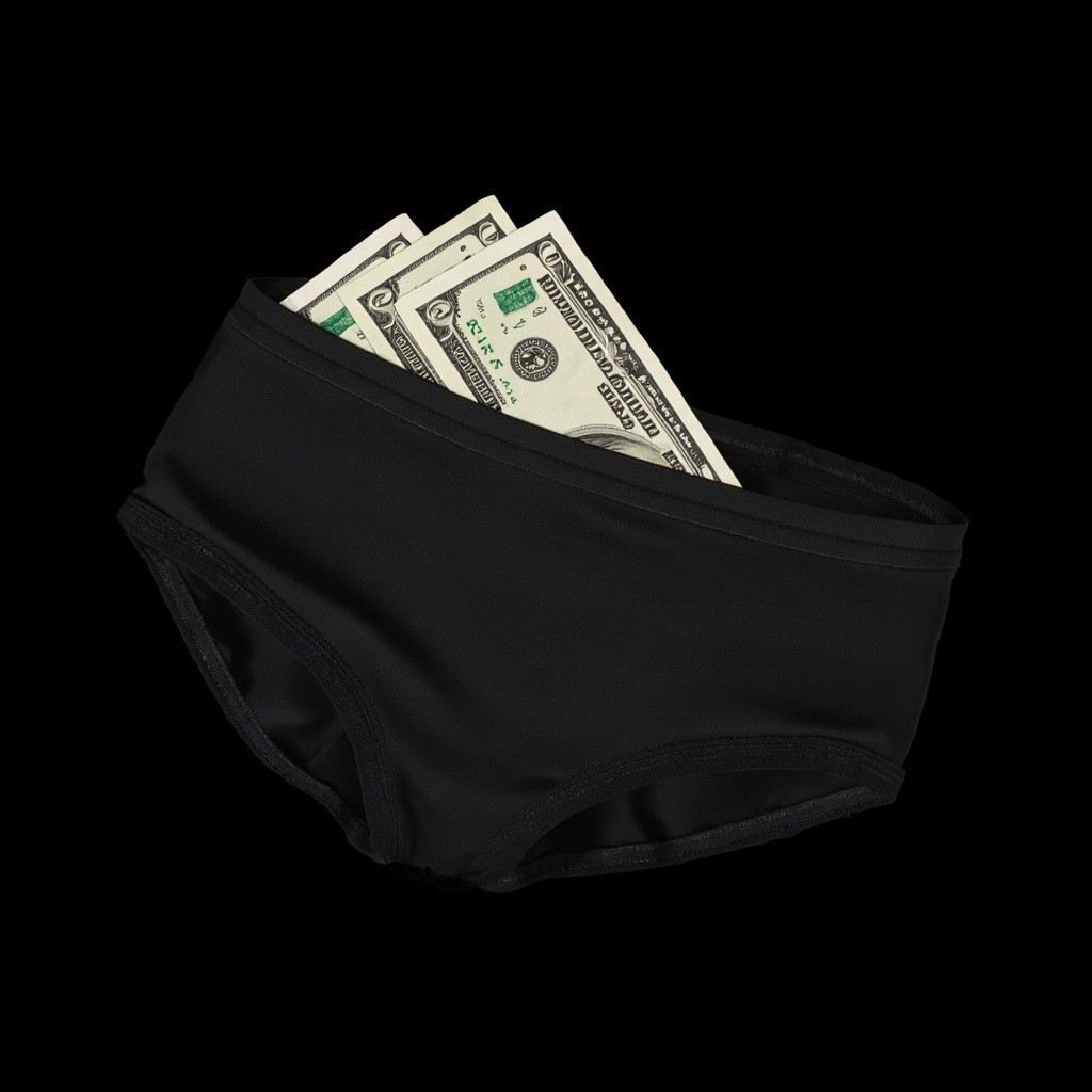 Panties and Money on a Black Background