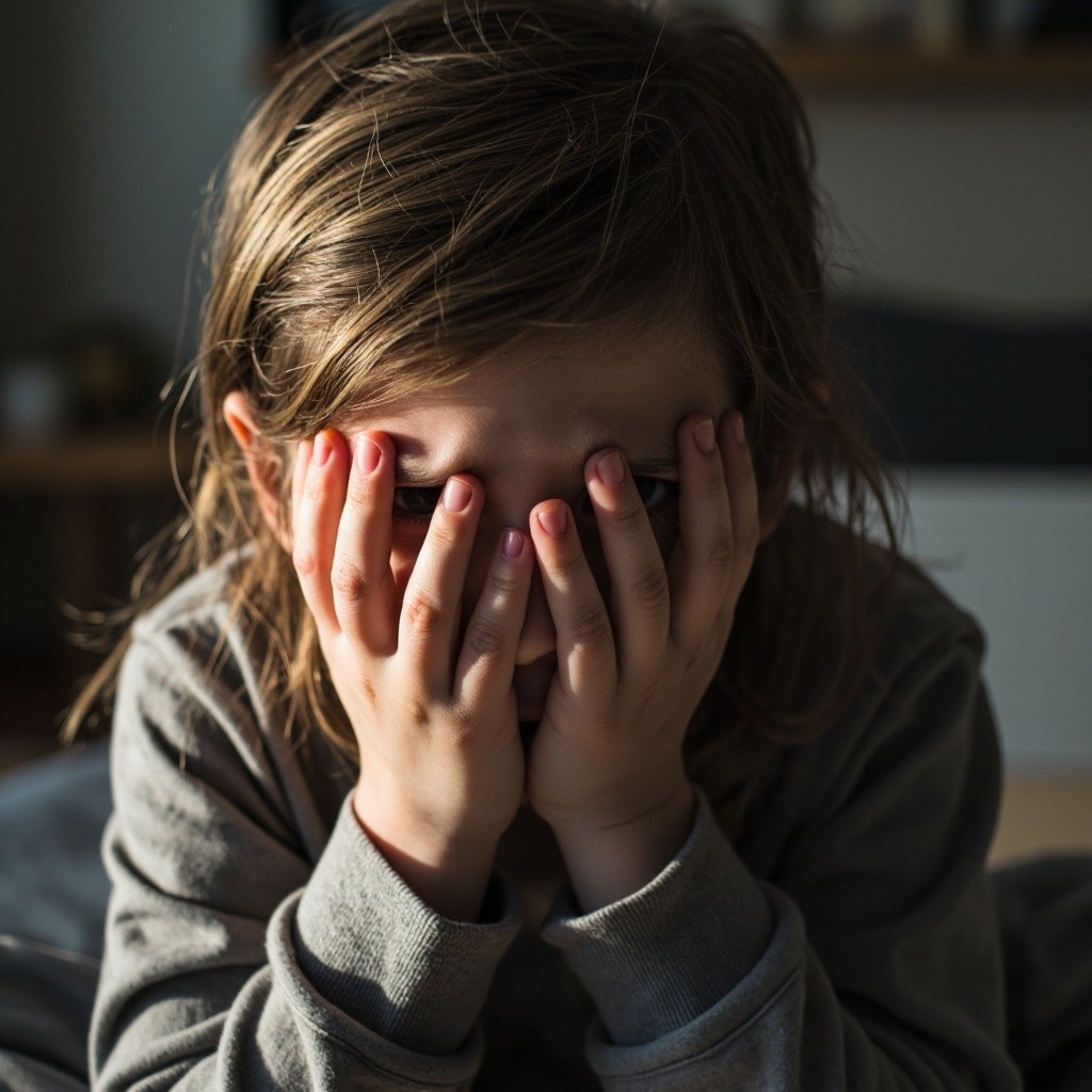 Parent Hiding Face in Frustration at Home