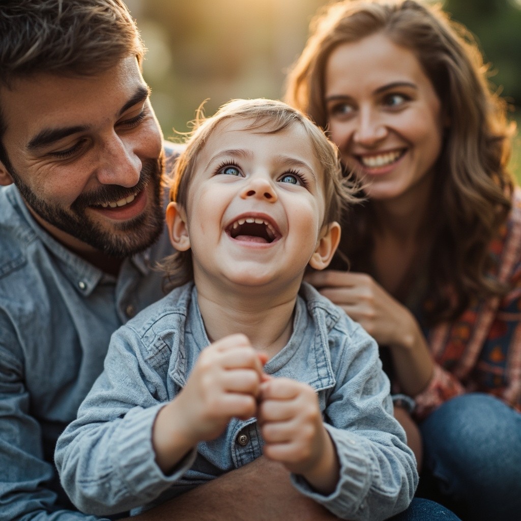 Parents Proudly Looking at Their Child