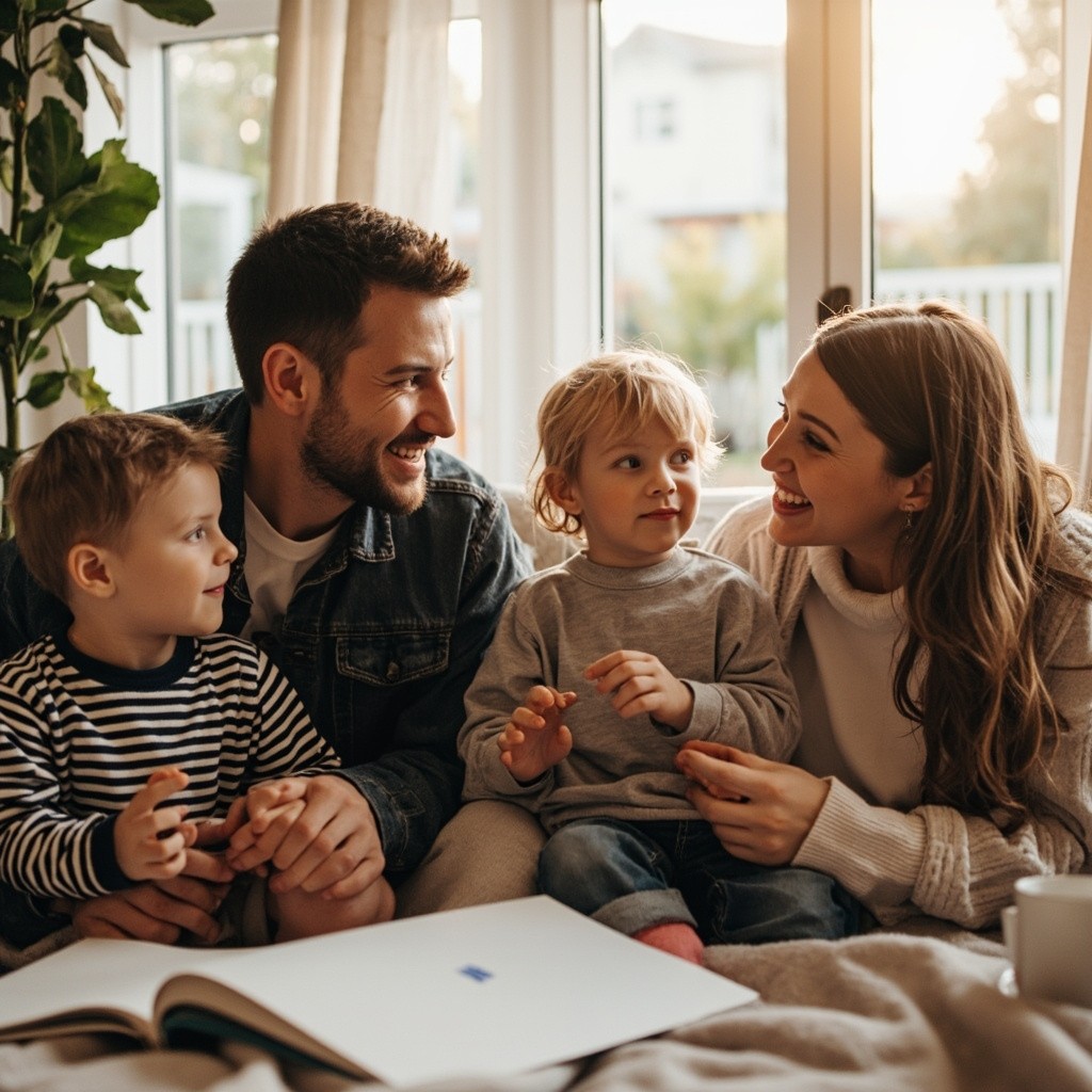 Parents and Children Engaging in Conversation