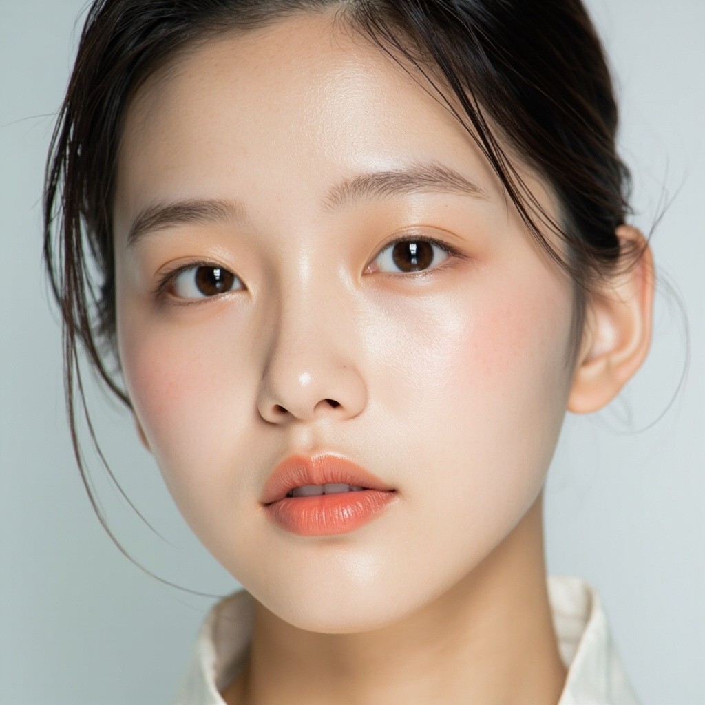 Radiant Korean Woman with Moist Dewy Skin