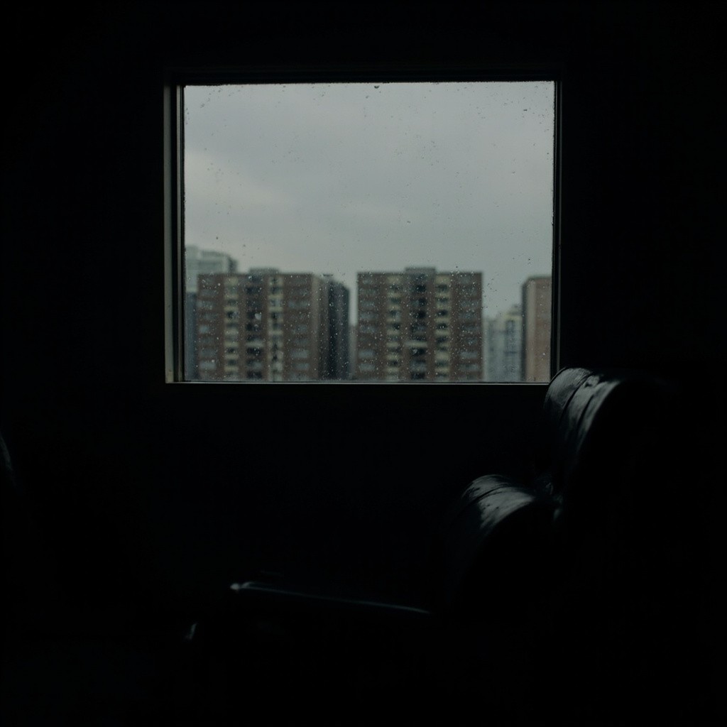 Rain Outside from a Dark Room