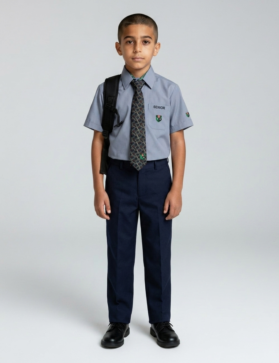 High-quality photo of a boy in school uniform. High-quality photo of a boy in school uniform.