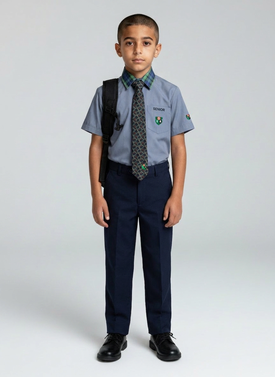 High-quality photo of a boy in a realistic school uniform. High-quality photo of a boy in a realistic school uniform.