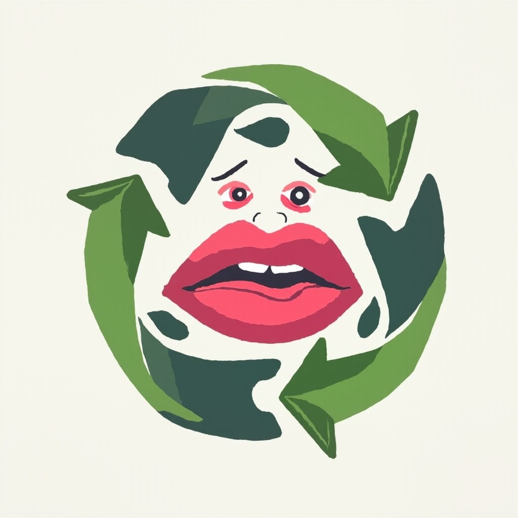Recycling Symbol Combined with Lip Icon