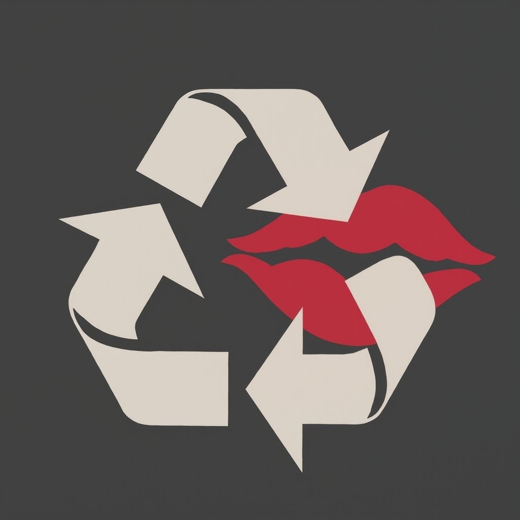 Recycling Symbol Merged with Lip Icon