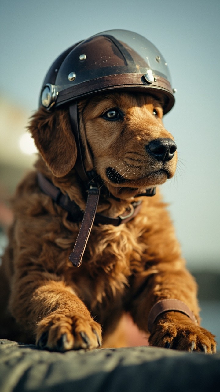 Red Dog Cycling with Airplane Leather Helmet Red Dog Cycling with Airplane Leather Helmet