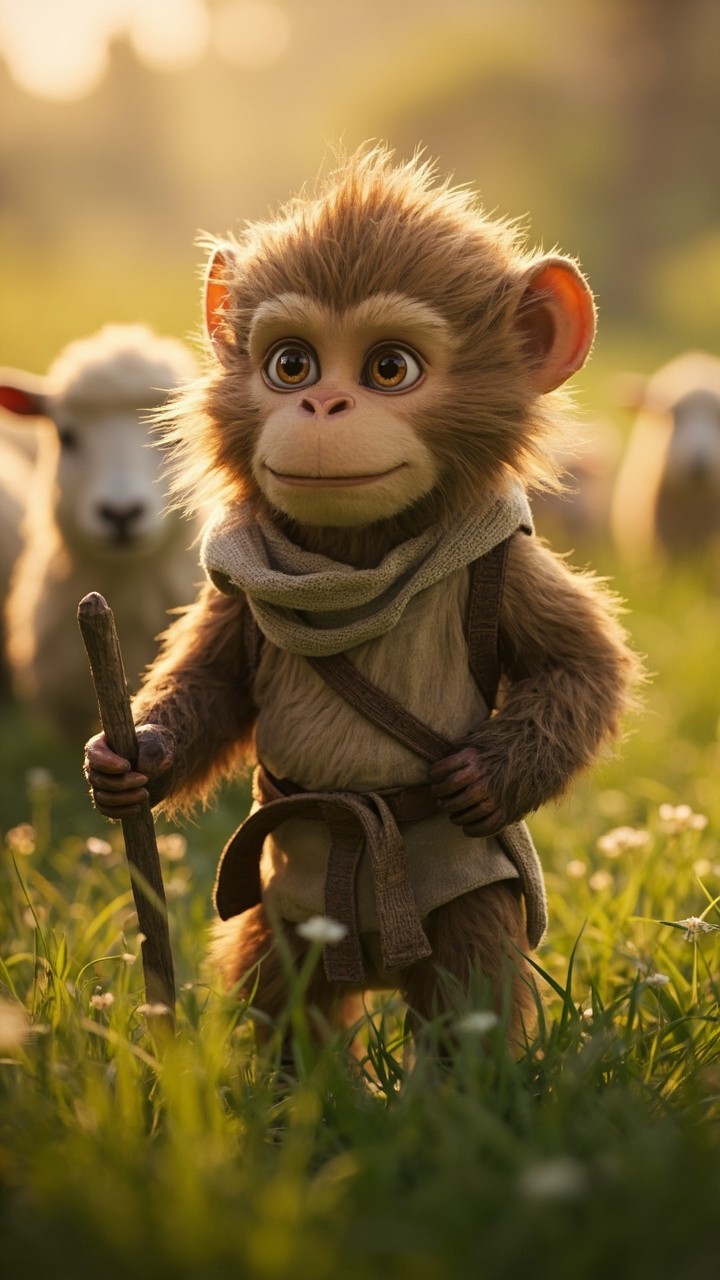 Rivo, The Heroic Monkey Shepherd in Meadow