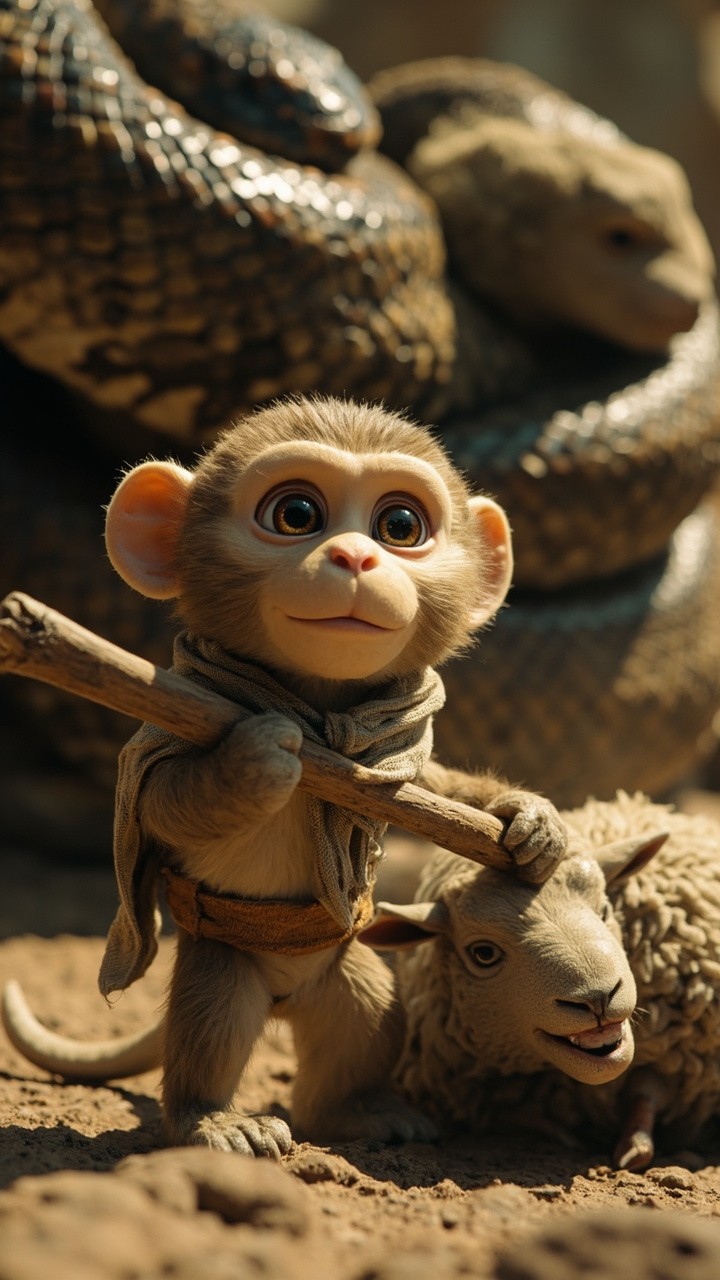 Rivo Observing Python Coiling Around Struggling Sheep