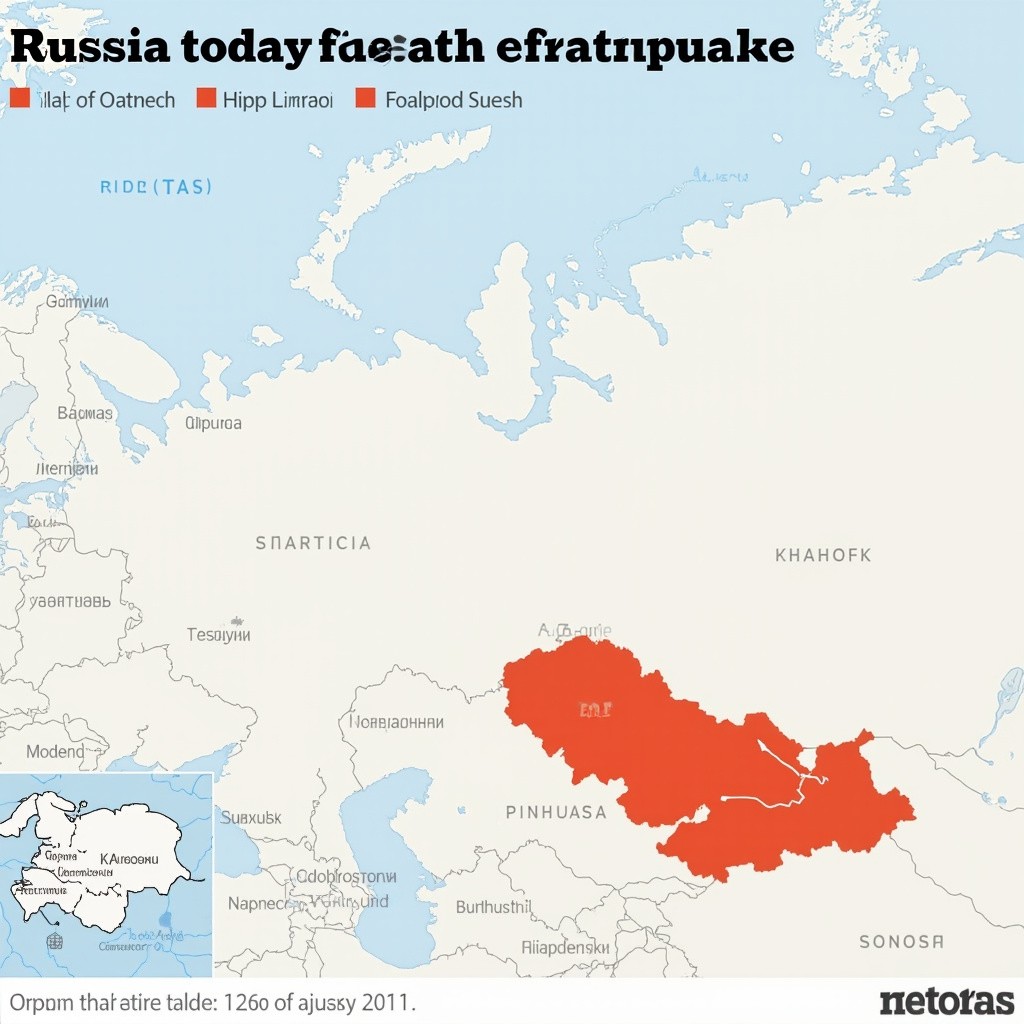 Russia Map Showing Today's Earthquake Red Zone