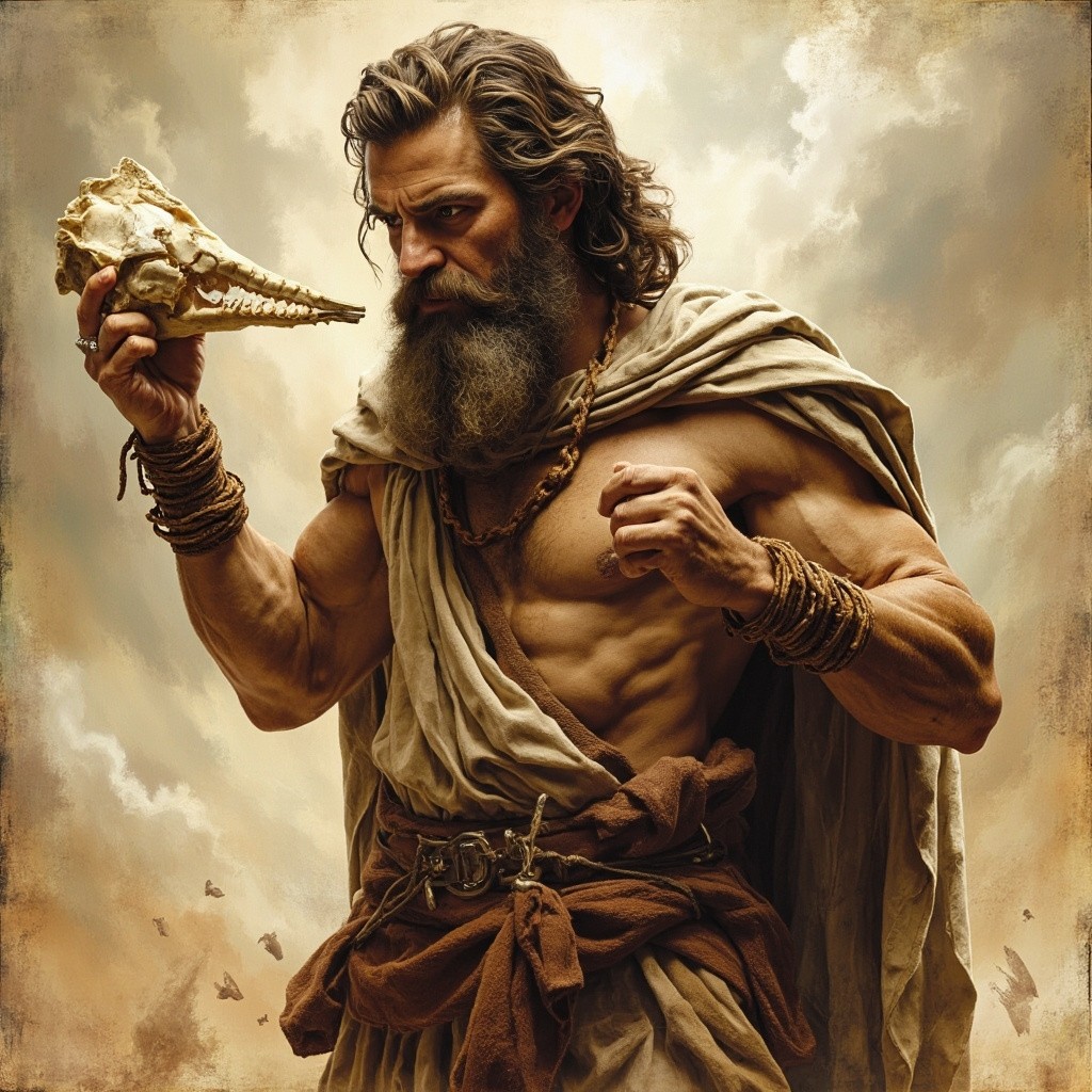 Samson Holding a Donkey's Jawbone, Viewed from Back