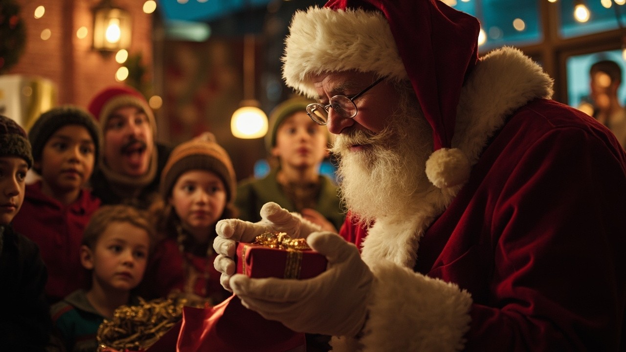 Santa Delivers Gifts and Sings to Children