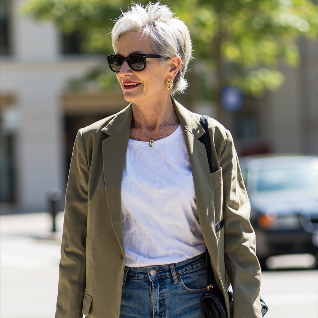 Sassy Lady with Sunglasses and Chic Oversized Outfit
