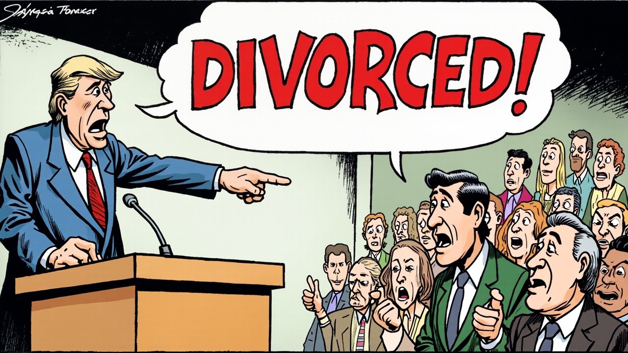 Satirical Comic of Heated Divorce Debate