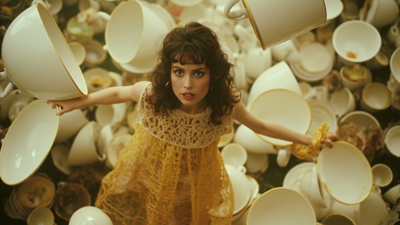 Shelley Duvall in Dreamlike Tea Cup Forest Shoot