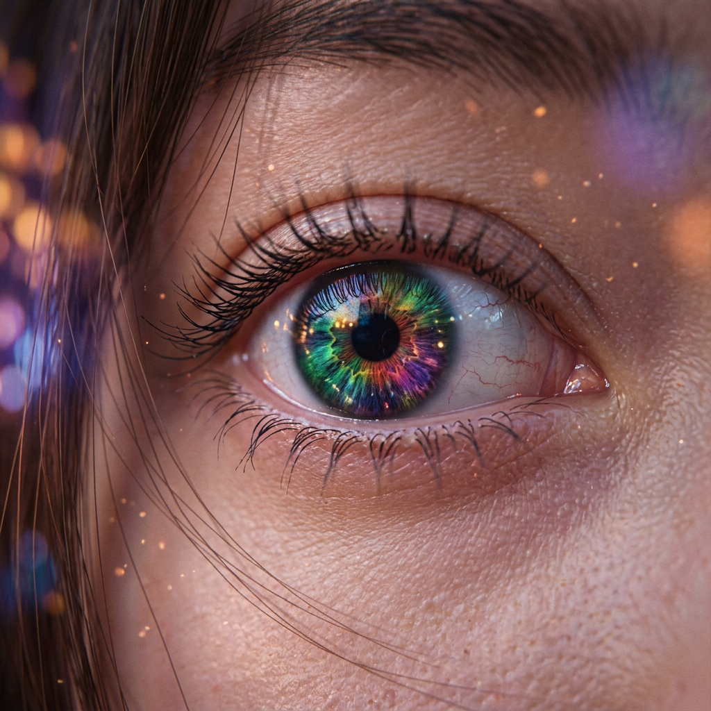 Stunning Japanese Girl's Eye with Mesmerizing Rainbow Iris Stunning Japanese Girl's Eye with Mesmerizing Rainbow Iris