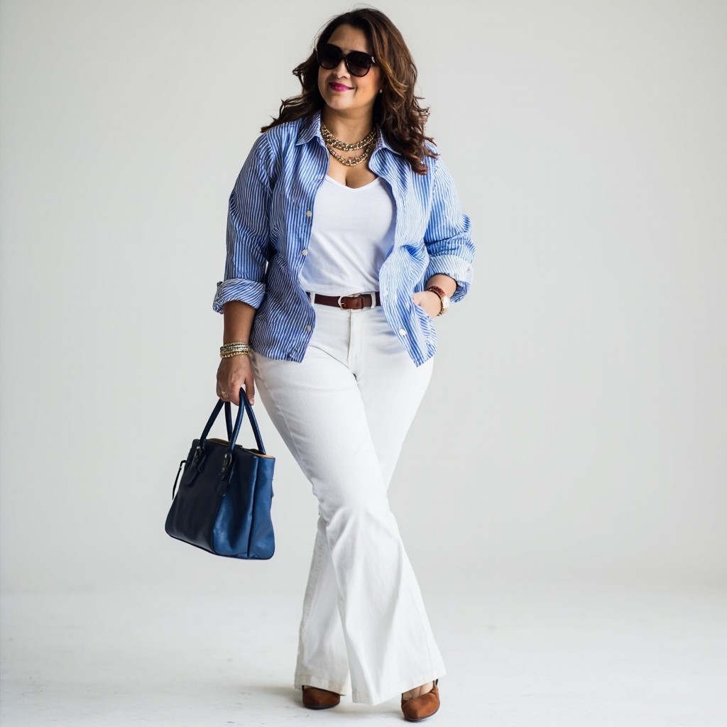 Stylish 40-Year-Old Plus-Size Woman in Chic Outfit