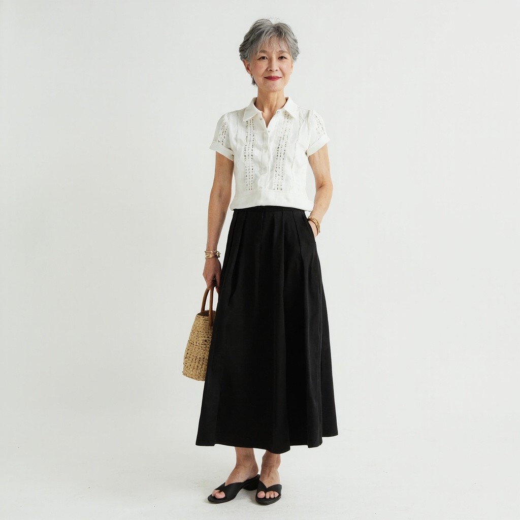 Stylish 50-Year-Old Petite Asian Woman Outfit