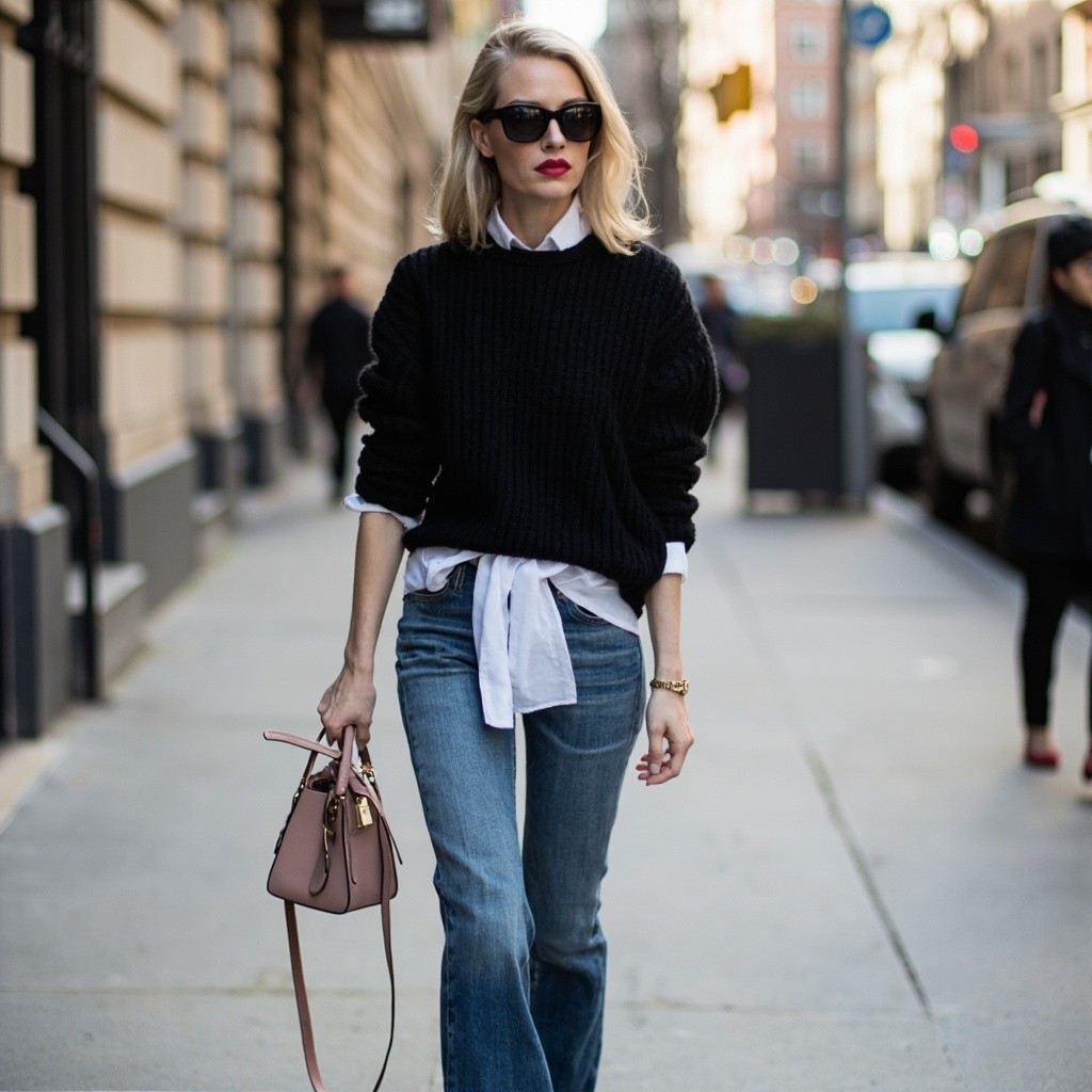 Stylish Middle-Aged Influencer in a City Setting