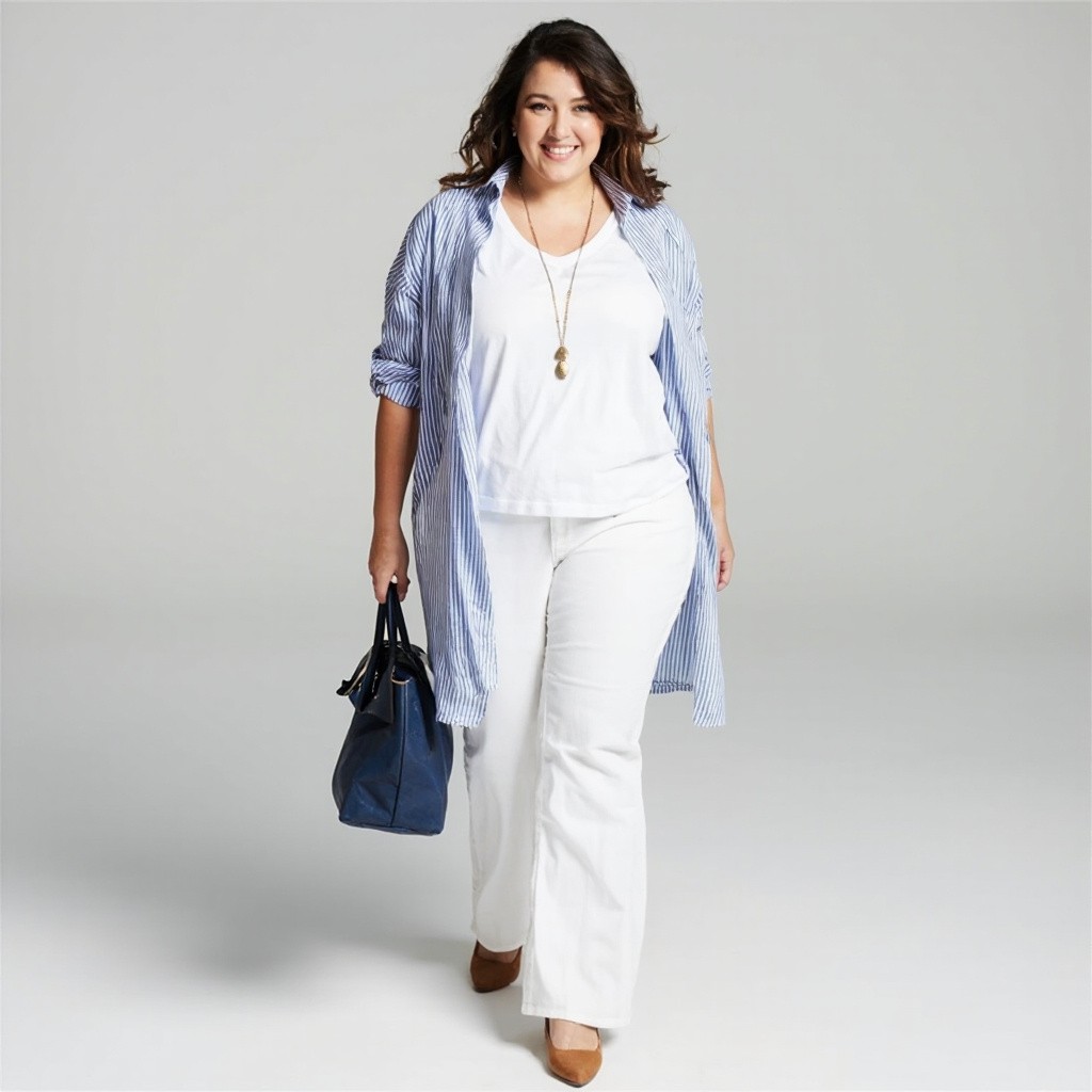 Stylish Middle-aged Woman in Casual Chic Outfit