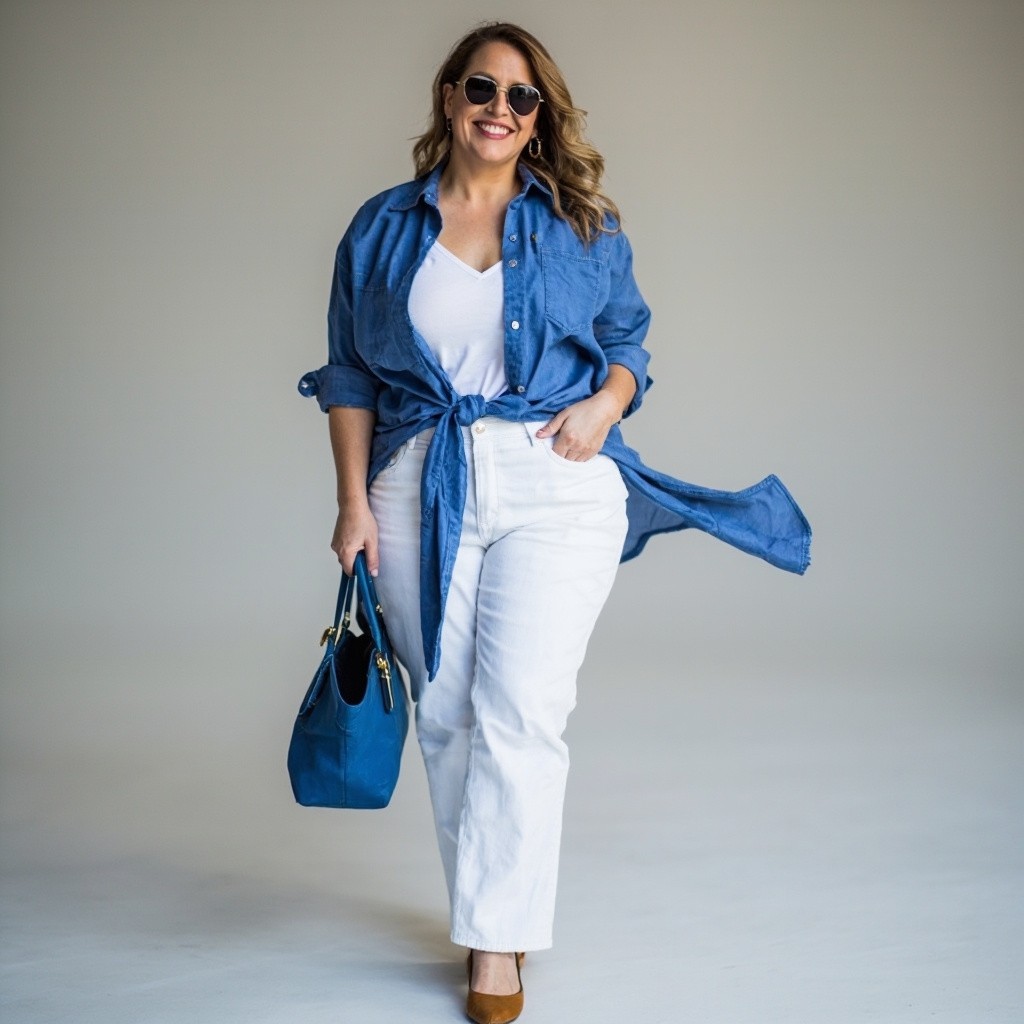 Stylish Plus-Size Woman in Casual Chic Outfit