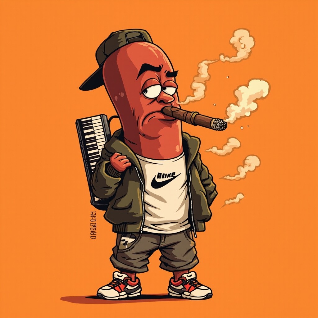 Stylish Sausage Character Personifying Urban Hip-Hop Vibes