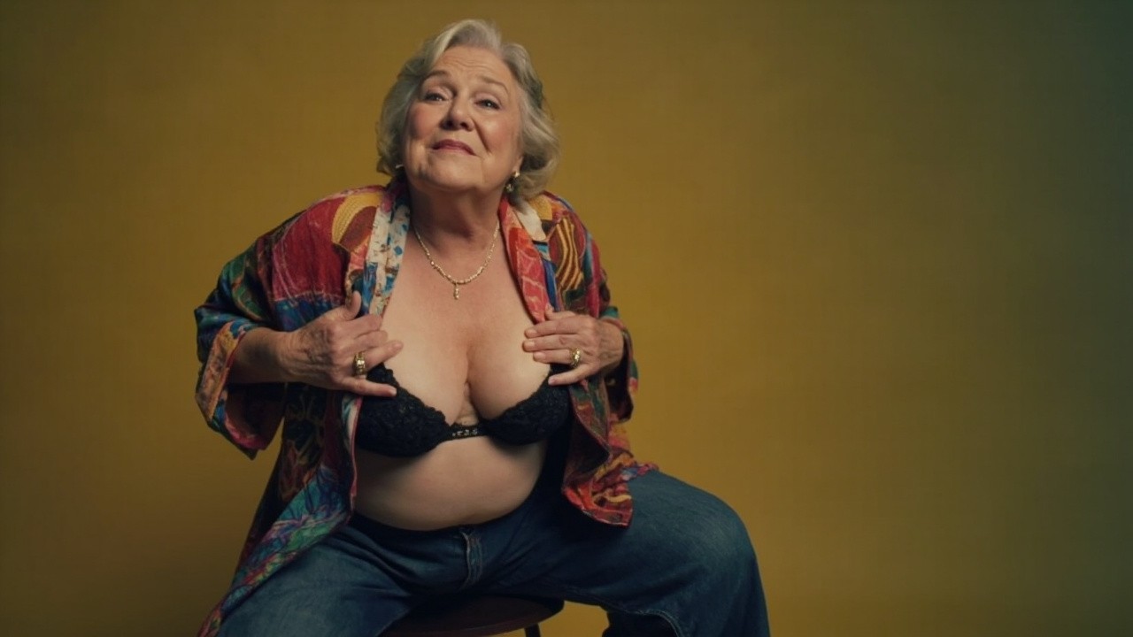 Stylish Senior Woman in Colorful Plus Size Attire
