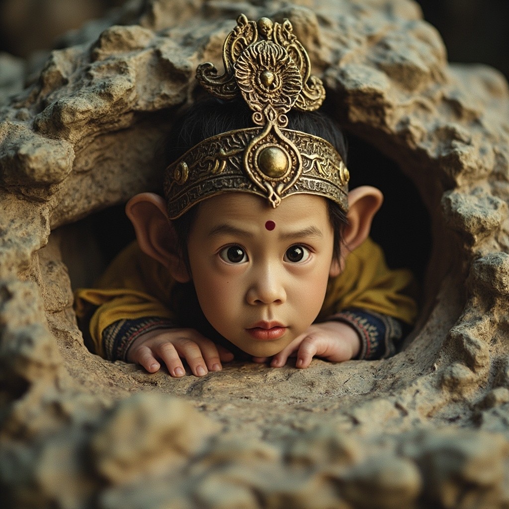 Sun Wukong Emerging from a Stone, Like a Newborn