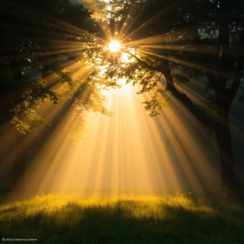 Sunlight Piercing through Forest's Natural Archway