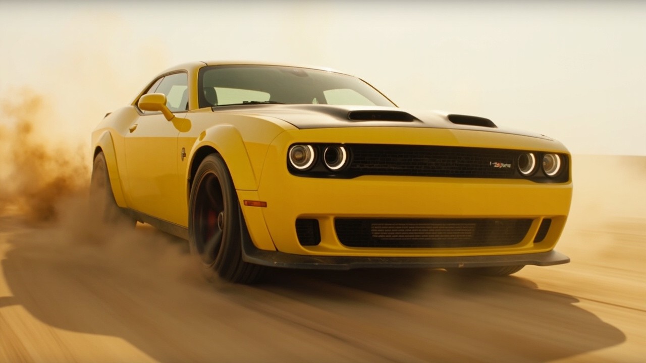 The 2023 Dodge Challenger SRT Demon170 Speeding in Desert