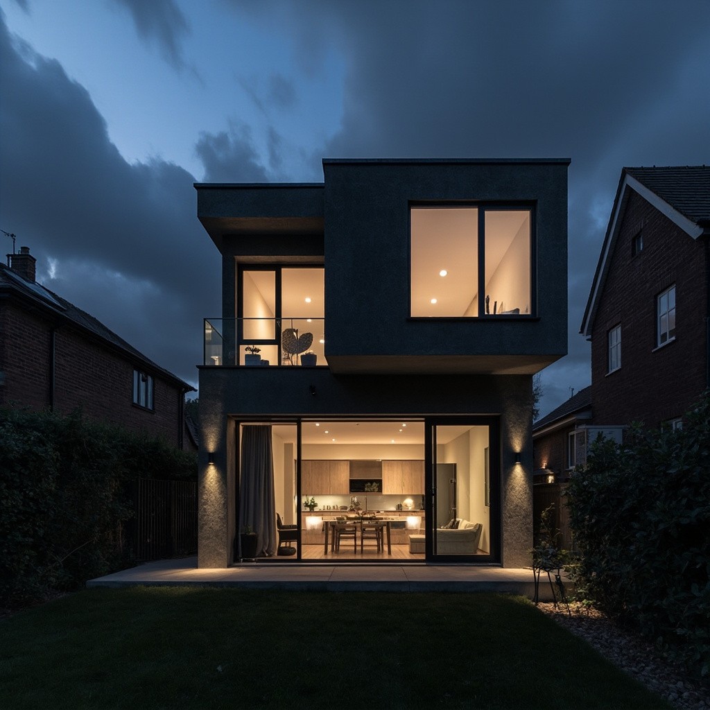 The 2025 UK-Style Modern House on Gloomy Evening