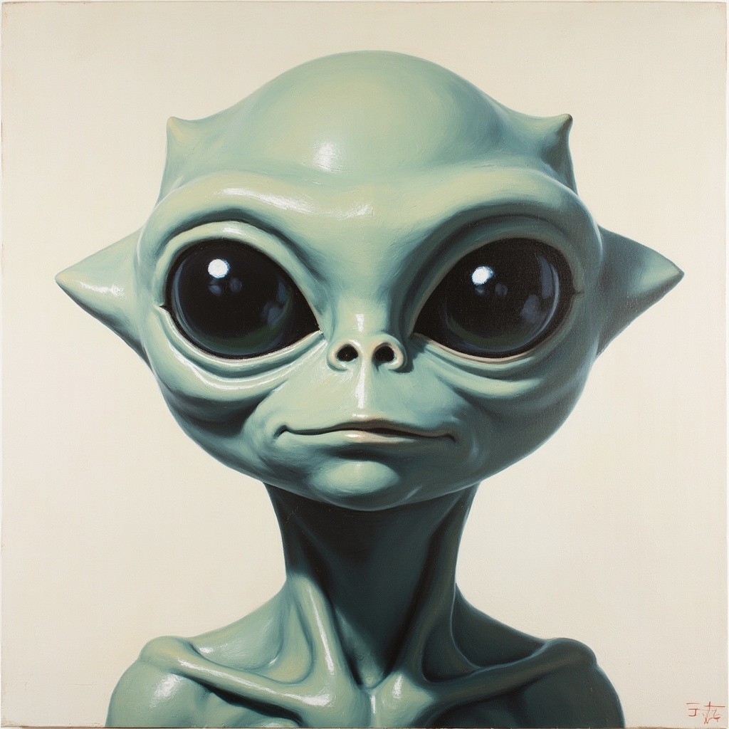 The 3D Oil Painting of an Alien Portrait
