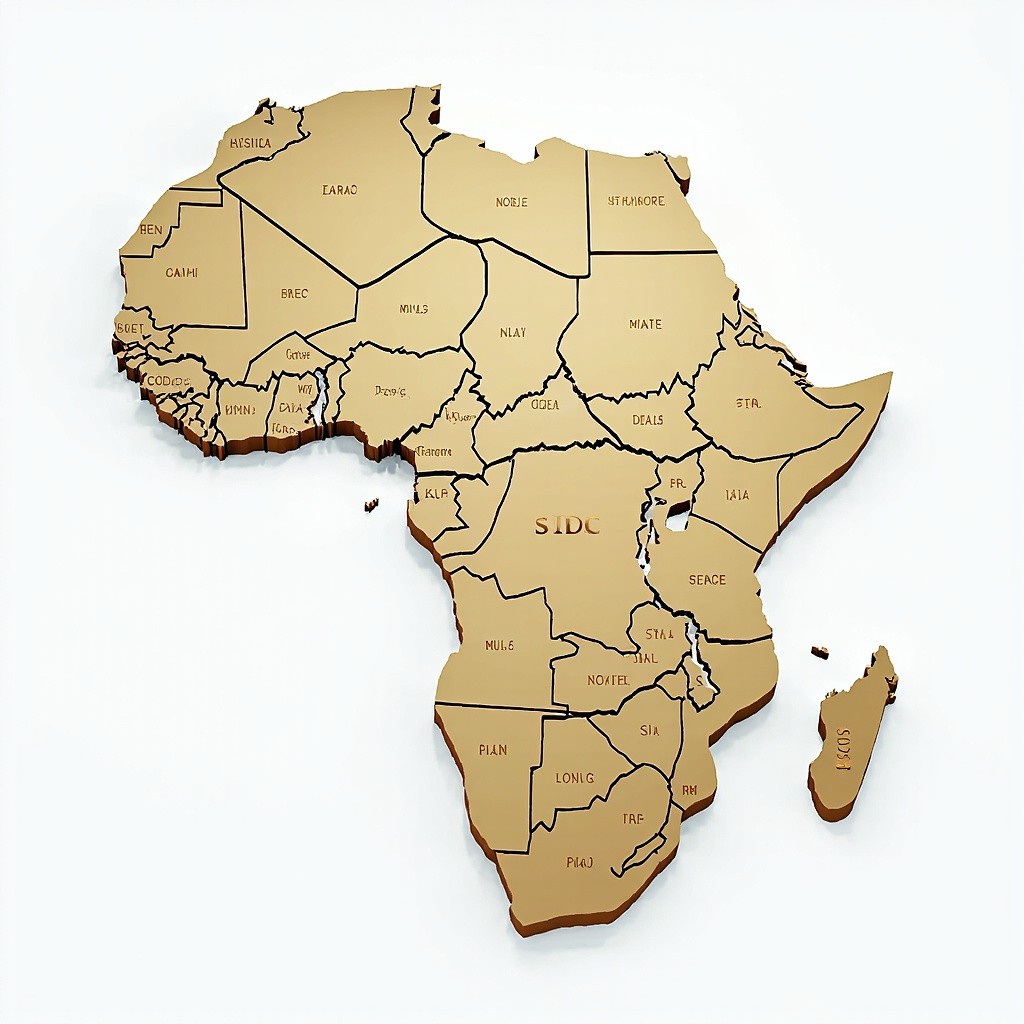 The 3D SADC Map with Countries, Cities, Roads