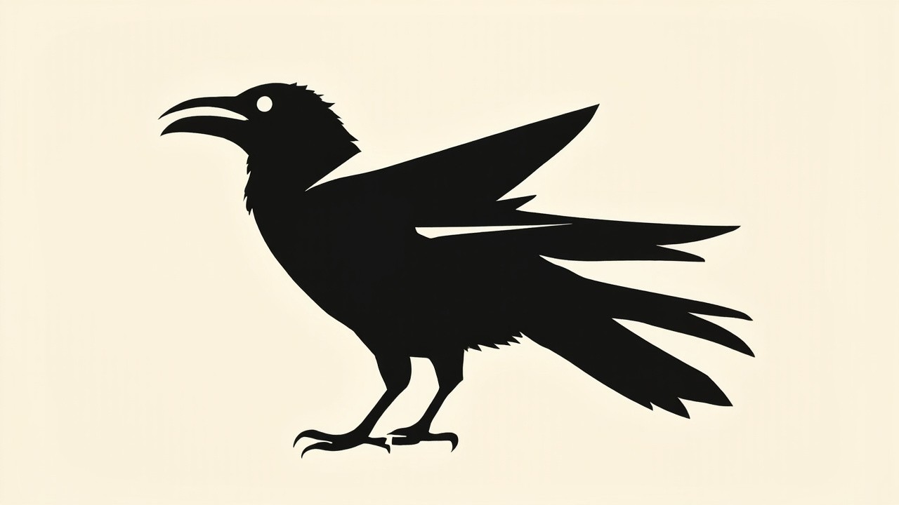 The Abstract Silhouette of a Watchful Raven