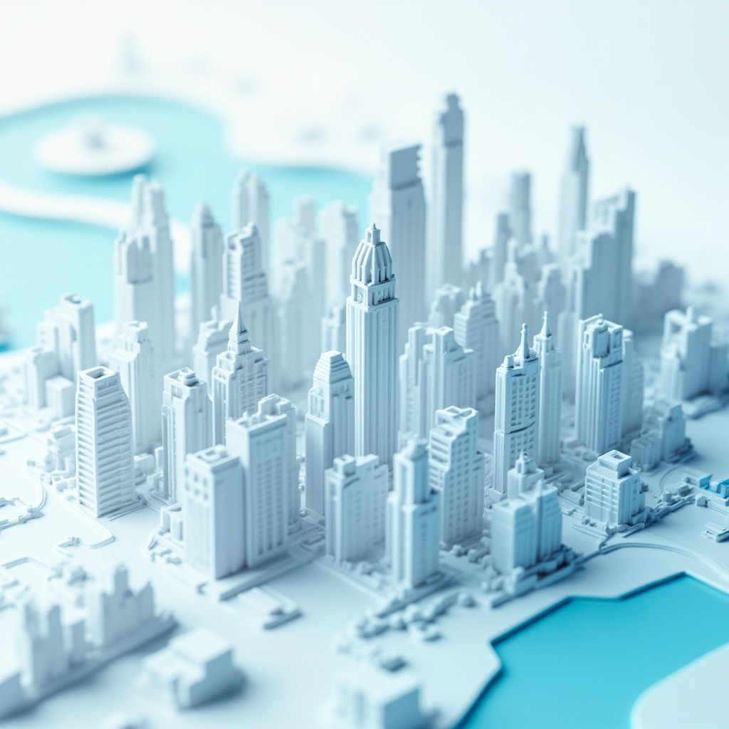 The Aerial View of a Futuristic 3D Cityscape