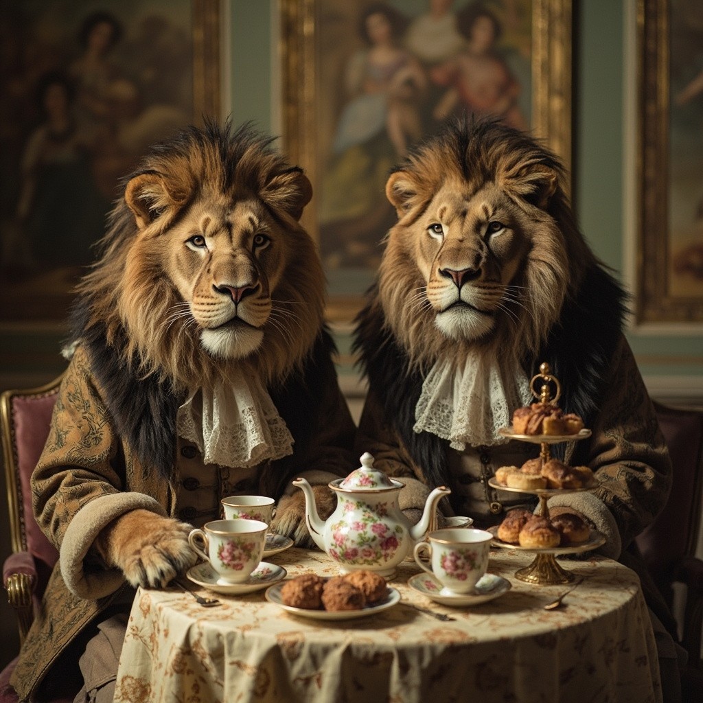 The Aristocratic Lions' Elegant Tea Party