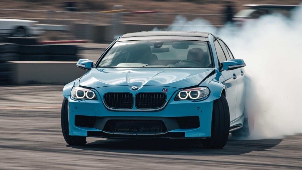 The BMW M5 Drifting on a Track