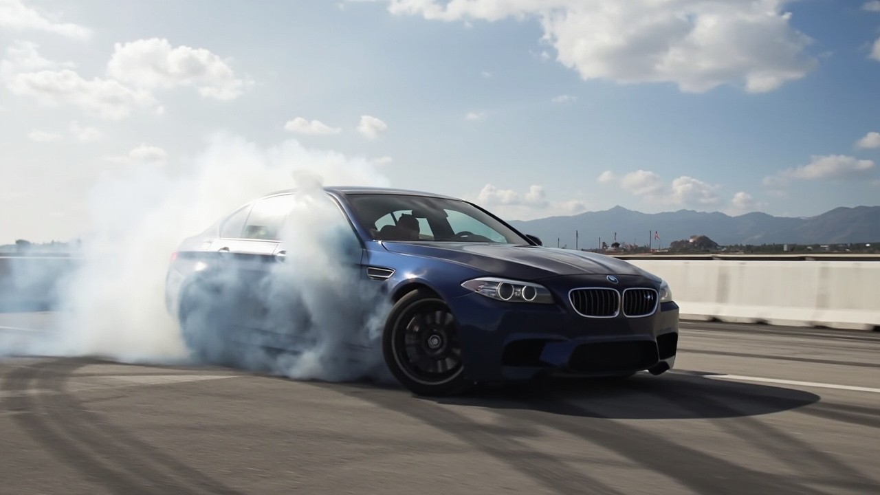 The BMW M5 Performing a Drift