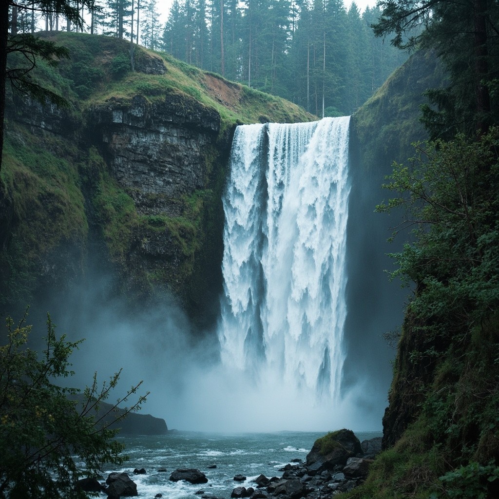 The Beautiful Waterfall Scene