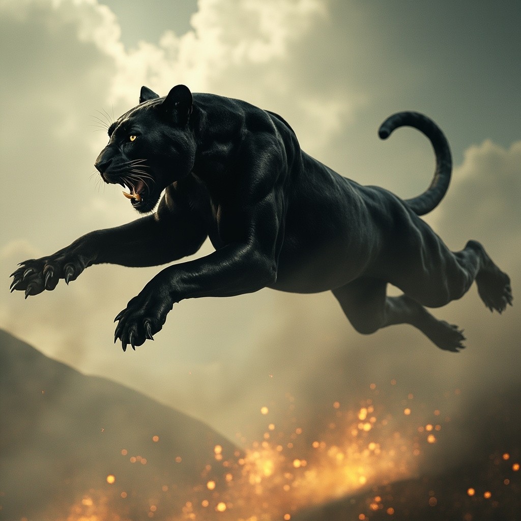 The Black Panther Leaping High