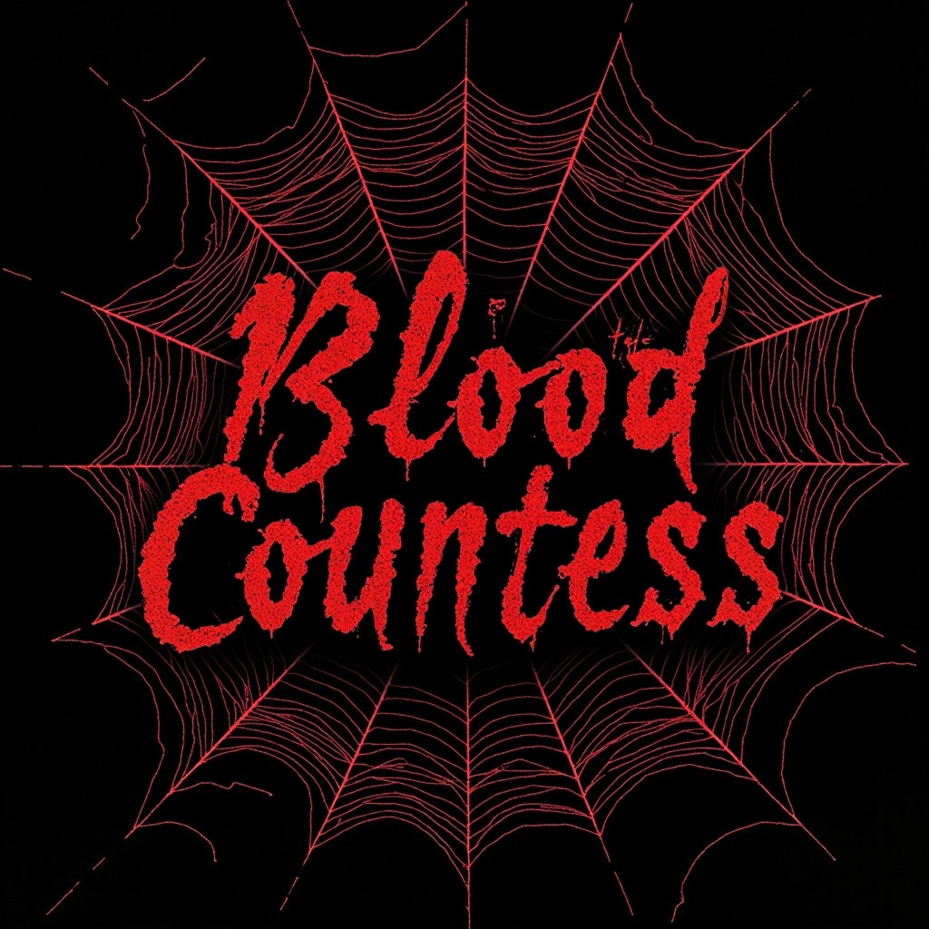The Blood Countess Text with Spider Web Effects
