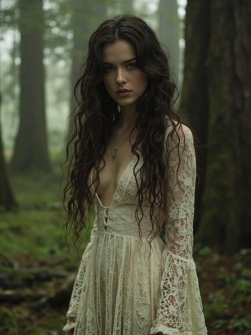The Bohemian Woman in a Misty Forest