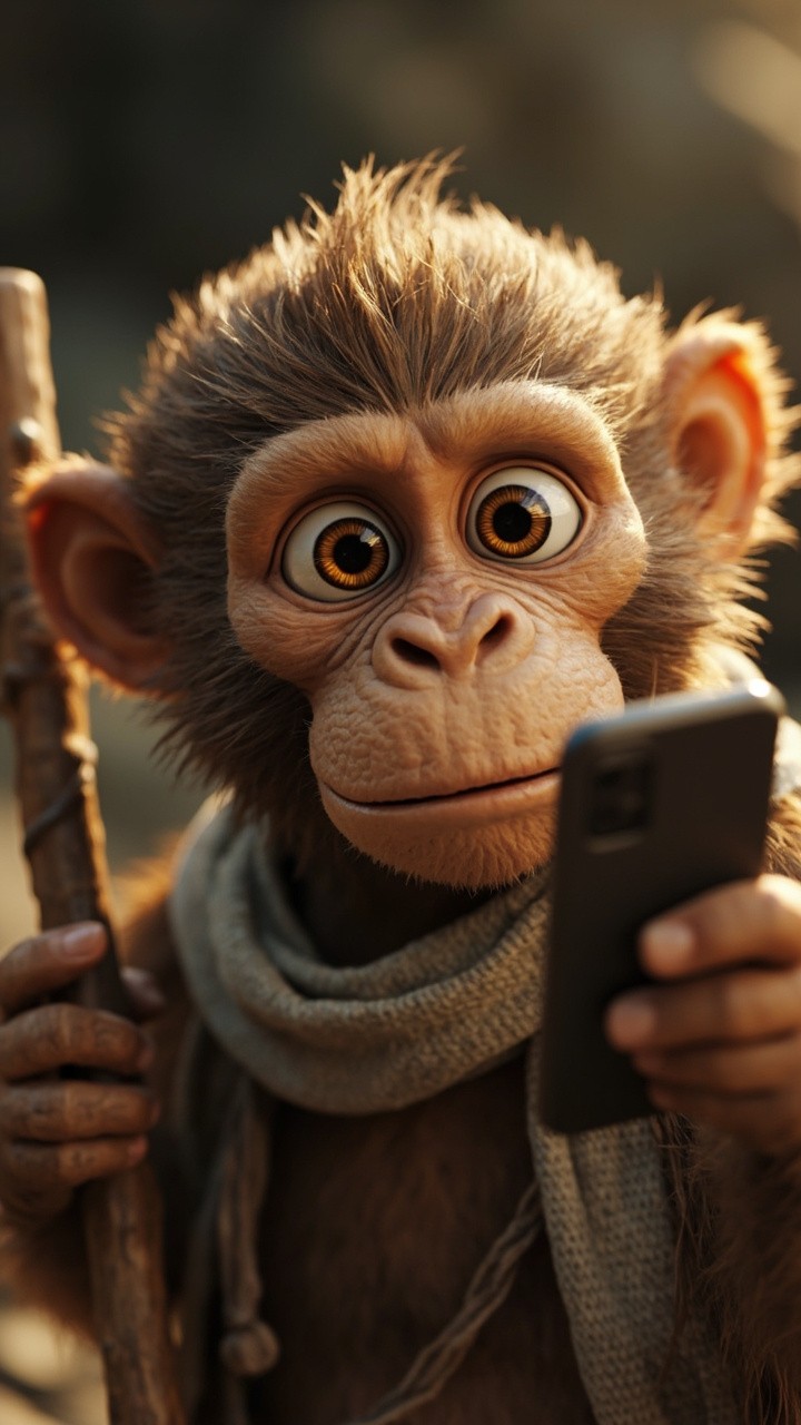 The Brave Monkey Rivo Holding a Smartphone